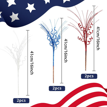Glitter Curly Artificial Christmas Picks Sprays Ting Branches Set of 6 Wispy Willow Stems Vase Filler Curly Twigs for Christmas Tree Topper Ornaments Wreath Garland Bouquet Decorations (6, Multi)