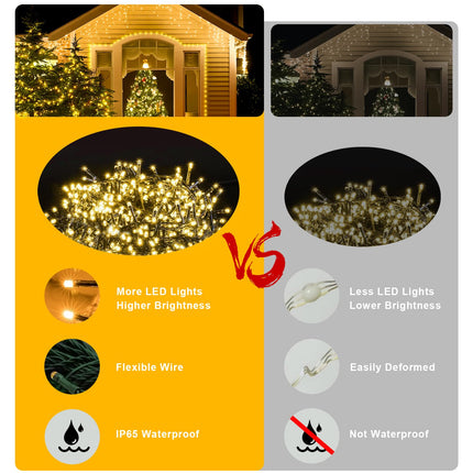 800LED Outdoor Indoor String Lights, Extra Long 328FT Christmas Lights, 8 Lighting Modes with Remote Control Plug-in Fairy Lights for Holiday Wedding Party Bedroom Decoration (Warm White)