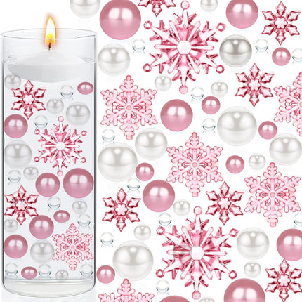 10102 Pieces Christmas Vase Filler Decorations for Floating Candle Faux Pearls Beads Pearl Party Garland for Vases Filler Wedding Centerpiece Christmas Party Decor