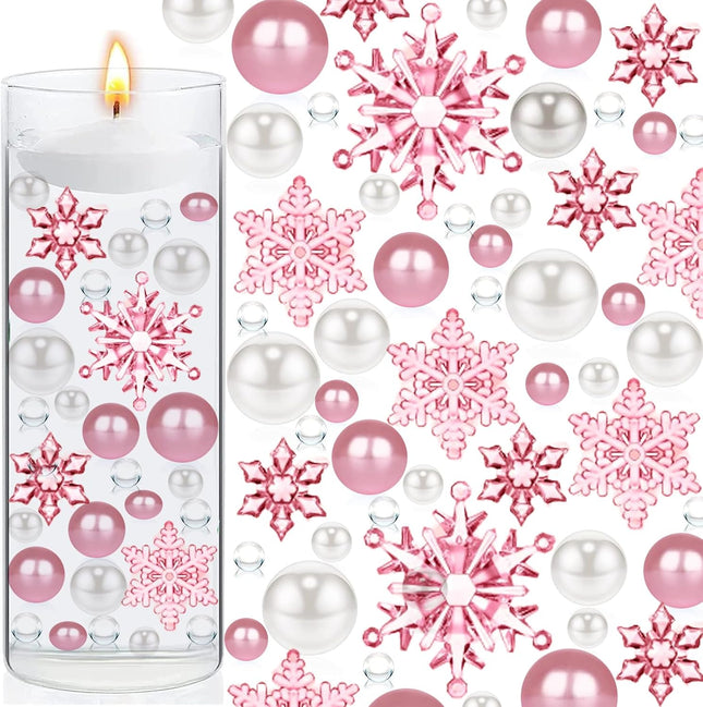10102 Pieces Christmas Vase Filler Decorations for Floating Candle Faux Pearls Beads Pearl Party Garland for Vases Filler Wedding Centerpiece Christmas Party Decor
