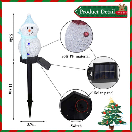 Solar Christmas Snowman Pathway Lights, 4 PCS Snowman Xmas Lights with Stake Snowman Santa Lights Christmas Outdoor Decoration for Garden Patio Yard Porch (Snowman A)