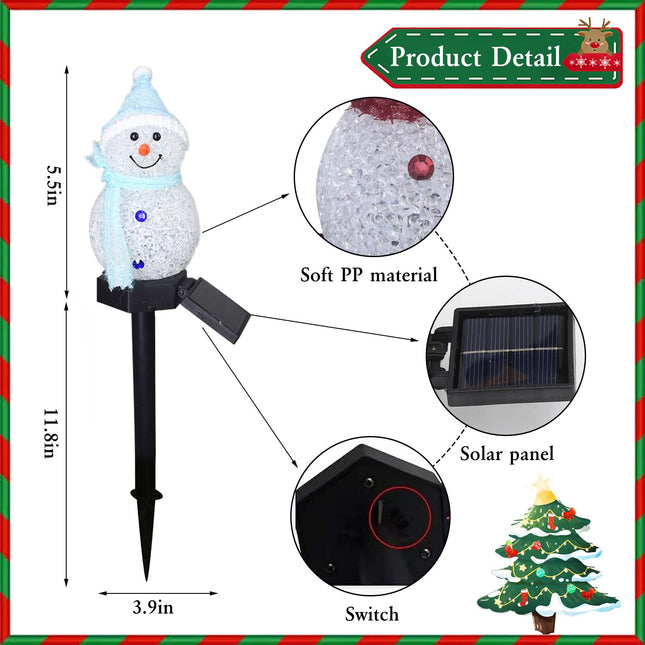 Solar Christmas Snowman Pathway Lights, 4 PCS Snowman Xmas Lights with Stake Snowman Santa Lights Christmas Outdoor Decoration for Garden Patio Yard Porch (Snowman A)