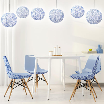 Retisee 12 Pcs Chinoiserie Paper Lantern Set 10 Inches Blue and White Porcelain Print Christmas Hanging Decorations Chinese Round Lantern Ceiling Birthday Party Baby Shower Wedding Home Decor