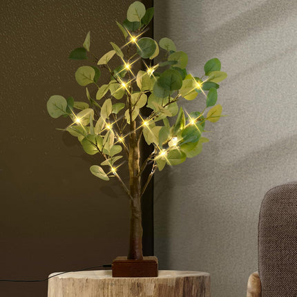 Bexdir Lighted Tabletop Eucalyptus Tree with Timer, 24.8IN 42 LED Bonsai Tree Light, Battery & USB Powered Tree Table Light, Night Light, Artificial Plant for Home Spring Christmas Party Wedding Decor
