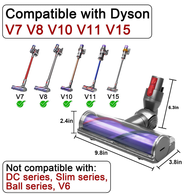Quickrelease Motorhead Cleaner Compatible With Dyson V7 V8 V10 V11 V15 Vacuums Animal Absolute Models Cleaner Head Dyson Part Electric Head For Hardwood Floor Carpets Sv10 Sv11 Sv12 Sv14