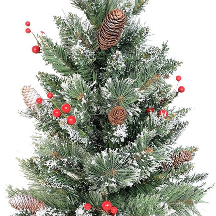 2ft Mini Christmas Tree with a Burlap Base, Unlit Artificial Small Tabletop Christmas Tree, Cashmere Snowy Table Fake Xmas Trees with a Cloth Bag Base, Green, Snow