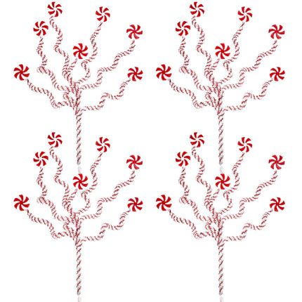 Leyndo 4 Pcs Set Red White Christmas Tree Decorations Candy Cane 11.8 Inch Candy Curly Picks Lollipop Christmas Tree Topper Sticks Ornaments Christmas Tree Decor for Xmas Tree Home(7 Lollipop Set)