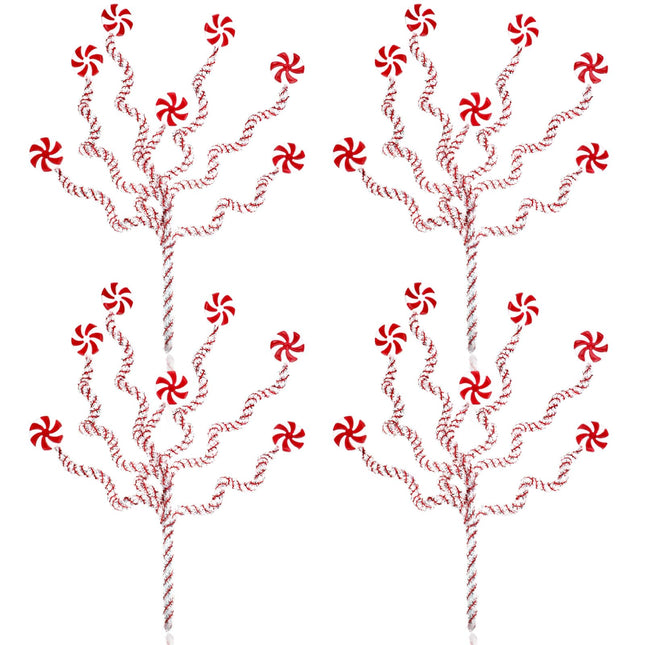 Leyndo 4 Pcs Set Red White Christmas Tree Decorations Candy Cane 11.8 Inch Candy Curly Picks Lollipop Christmas Tree Topper Sticks Ornaments Christmas Tree Decor for Xmas Tree Home(7 Lollipop Set)