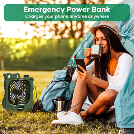 Oscillating Camping Fan, Battery Operated Fan With 10400 Mah Usb Rechargeable Battery, Camping Fan With Led Camping Light