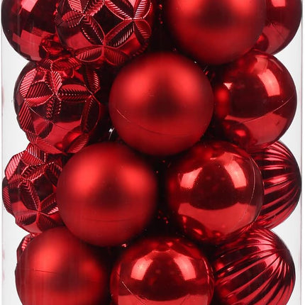 41ct Christmas Balls Shatterproof Hanging Decorations Set for Xmas Tree Garland Ornaments (Red, 2.36''/60mm)