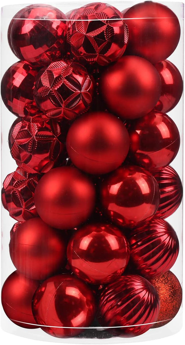 41ct Christmas Balls Shatterproof Hanging Decorations Set for Xmas Tree Garland Ornaments (Red, 2.36''/60mm)