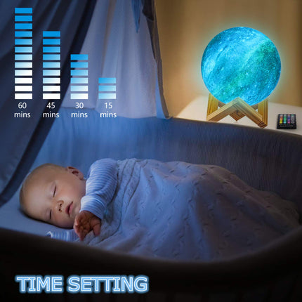 Moon Lamp, Night Light, 16 Colors LED Moon Light 7.0 inch 3D Printing Kids Light Lamp with Stand, Remote&Touch Control, USB Rechargeable, for Kids Friends Parent Birthday Christmas Year