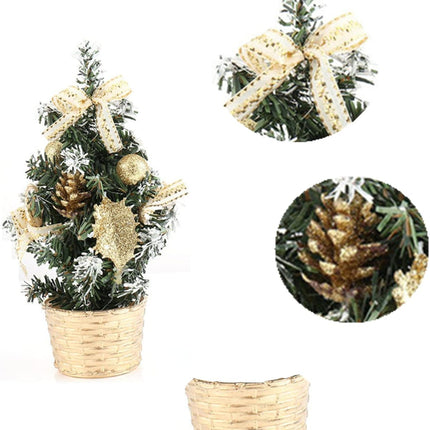 alfyng 3pcs Mini Tabletop Christmas Tree, 7.87 inch Artificial Xmas Pine Tree, Miniature Christmas Tree with Basket Base Perfect for Christmas Decorations, Home, Kitchen, Dining Table
