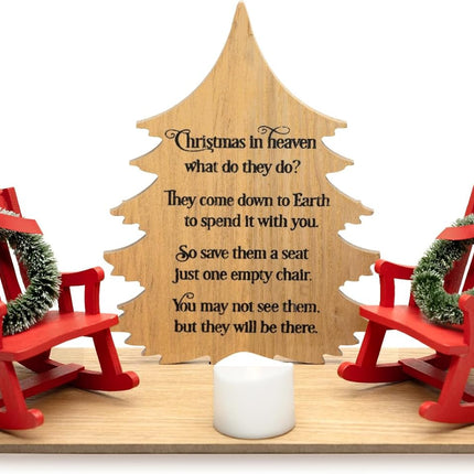 Christmas in Heaven Decoration Christmas Memorial Candle Holders Rocking Chair Ornament Save A Seat Memorial Xmas Decor