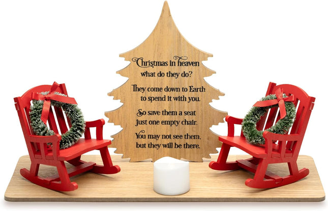 Christmas in Heaven Decoration Christmas Memorial Candle Holders Rocking Chair Ornament Save A Seat Memorial Xmas Decor