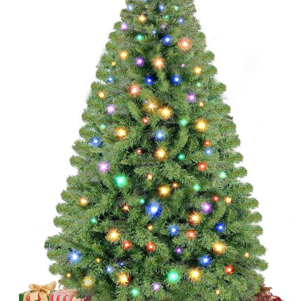 5FT Prelit Christmas Tree,Artificial Christmas Pine Tree with Incandescent Warm White Lights,Christmas Tree Prelits with Durable Stand 450 Branch Tips 150 LED Light for Thanksgiving Christmas Decor