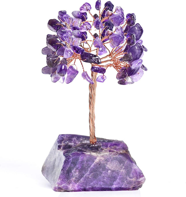 Amethyst Crystal Tree of Life,Money Tree Decorations,Crystals and Healing Stones,Reiki Positive Energy Gemstones Tree,Purple Room Office Desk Feng Shui Tree Decor Meditation s for Women