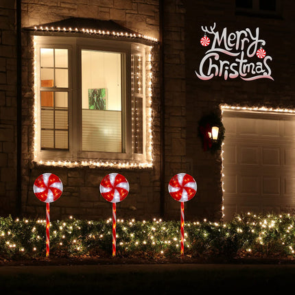 6 Pack Lollipop Christmas Pathway Lights Outdoor - 29 inches 120 LED Walkway Lights with 8 Lighting Modes, Waterproof Candy Cane Lighted Decorations for Holiday Lawn Yard Outside