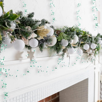 16 ft Christmas Ocean Themed Garland Ocean Beaded Starfish Shell Garland Christmas Coastal Beaded Garland Decor Beach Garland for Christmas Tree Fireplace Wedding Home Decor Supply (Green)