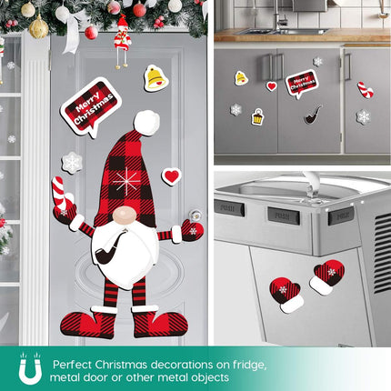 D-FantiX Christmas Gnomes Magnet Set, 21 Pcs Refrigerator Fridge Magnets Strong Swedish Tomte Gnome Holiday Scandinavian Magnetic Christmas Decorations for Metal Door, Cabinets