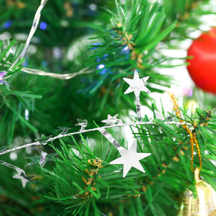 75 Feet Silver Star Tinsel Wire Garlands Christmas Sparkly Star Tinsel Garlands with Wire Decorations for Xmas Tree Home Wedding Birtahday Party Festive Ornament