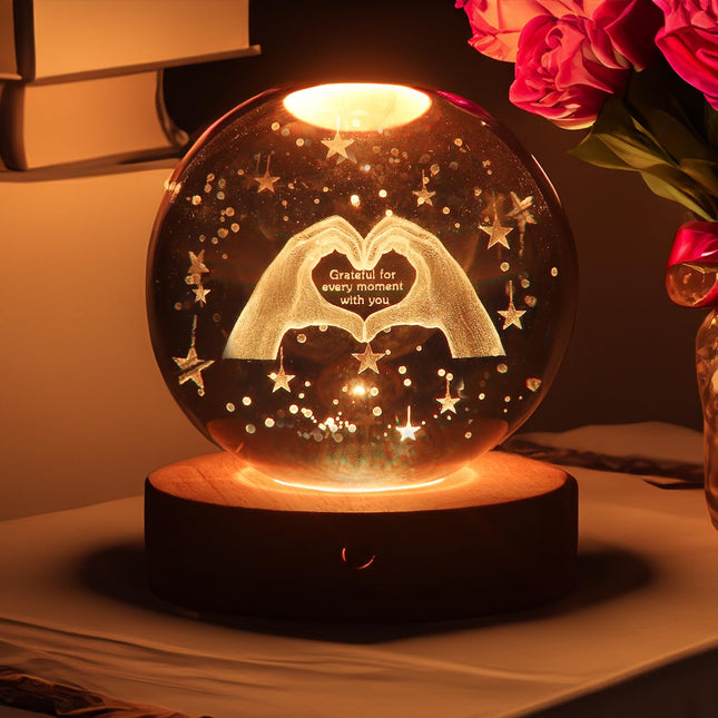 3D Crystal Ball Night Light, 16 Colors 4 Modes, Remotely Controlled, Night Light Room Decor, Funny Christmas Valentine's Day s for Girlfriends, Wives, Daughters, Moms