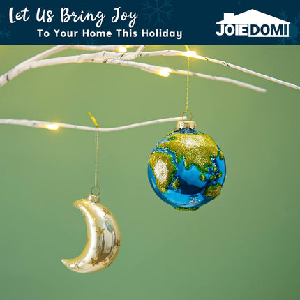 Joiedomi Hanging Ornament, 2 PCS Christmas Earth & Moon Glass Blown Ornaments, Unique Design, Premium Quality, for Christmas Tree Decoration