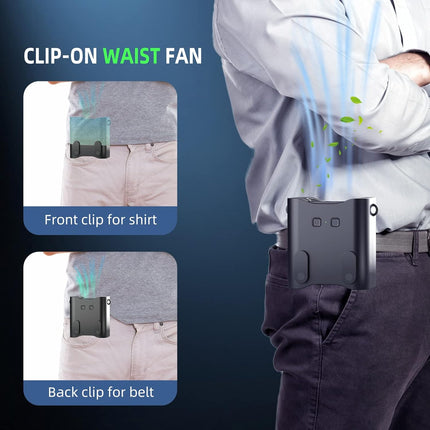 K Tomoto 12000Mah Waist Clip Fan Neck Fan Max 24H Working Time, 7500 Rpm Strong Airflow, 3 Speeds, HandsFree Rechargeable Battery