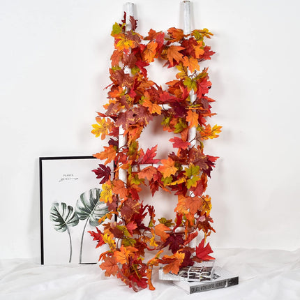 Artiflr 2 Pack Fall Maple Garland Clearance, 5.9Feet/Strand Hanging Vine Maple Leaf Garland Artificial Autumn Foliage Garland Thanksgiving Decor for Home Wedding Fireplace Party Christmas