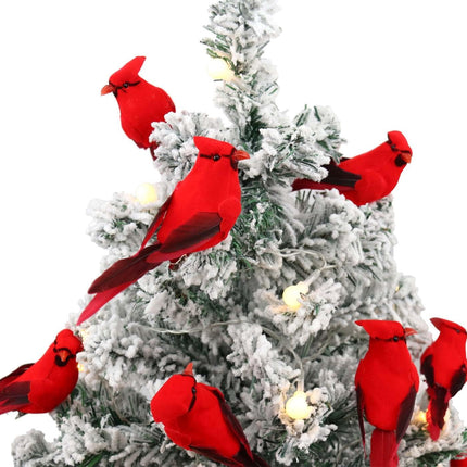 12 PCS Cardinals Clip On Christmas Tree Ornaments, Realistic Artificial Red Cardinals Birds Ornaments for Christmas Tree Wreath Centerpiece Decorations Crafts, 5" Long