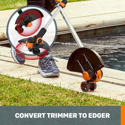 WORX WG162 20V Cordless Grass Trimmer & Edger, Black and Orange, 12 inches