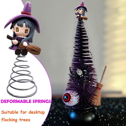Halloween Ceramic Christmas Tree Replacement Tree Topper, 2Pcs Festive Themed Treetops Ornaments - Topstar for Desktop Trees DIY Decorations (Witchcraft)