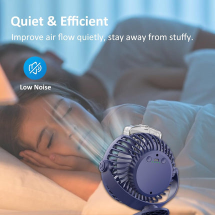 Mamibot Clip On Mist Fan, 360° Rotatable Mini Desk Fan, 2 Spray 5 Speeds Portable Personal Fan, 4000Mah Usb Rechargeable Battery