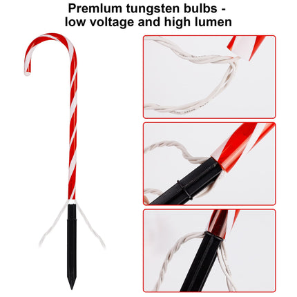 Biswing Christmas Outdoor Candy Cane Lights, 12 Pcs Christmas Pathway Markers with 72 Count Warm White Lights, Connectable for Indoor Outdoor Holiday Walkway Patio Garden Christmas Ornament