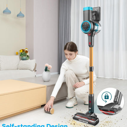 Cordless Vacuum Cleaner, 500W40Kpa60Mins Stick Vacuum With Selfstanding, Vacuum Cleaner With Smart Display, Antitangle Vacuum Cleaners For Homecarpethardwood Floorpet Hair