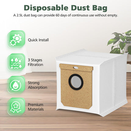 10 Pack Dust Bags For Eufy L60 L50 Hybrid Robot Vacuum With Self Empty Station, 2.5L L60 L50 Bags For Haier H9+, Conga Home 10000, 8090 Ultra, 9090 Ai Vacuum Cleaner