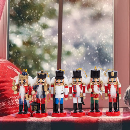 AMOR PRESENT 6PCS Christmas Nutcracker Set, 3 Inch Wooden Nutcracker Hanging Decorations Nutcracker Soldier Ornaments for Christmas Tree Shelves Table Decoration