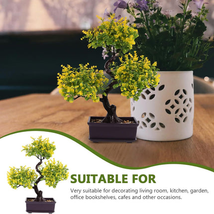Cabilock Bonsai Tree, Artificial Tree, Artificial Bonsai Plants, Plastic Artificial Bonsai Tree, Simulation Yellow Plants Decor, Fake Plant Decor for Home Decor, Office Decor