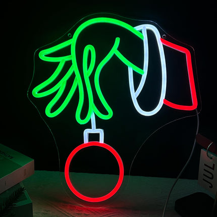 Christmas Neon Sign,Merry Christmas LED Decoration Neon Signs for Wall Decor,Dimmable Hand Neon Light,Christmas LED Neon Sign