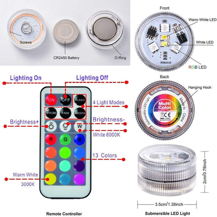 Mini Submersible LED Lights, Waterproof Small LED Tea Lights Candle with Remote Battery Operated,RGB Color Changing for Vase Home Party Wedding Table Centerpieces,10 Pack