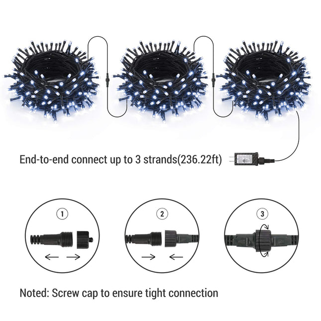 Brizled White Christmas Lights, 78.74ft 240 LED Mini String Lights Connectable, Plugin Christmas String Lights Outdoor, 8 Modes Christmas Tree Lights Waterproof for Indoor Outside Xmas Garden Decor