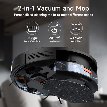 Rubot Robot Vacuum And Mop Combo, Robot Vacuum Cleaner 4500Pa Strong Suction 2In1 With Lidar Navigation 200Min Runtime, Multifloor Mapping, Nogo Zone, Compatible Alexa Voice, For Carpet Hard Floor