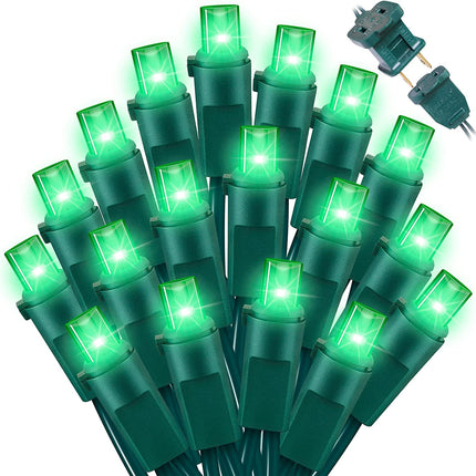 Green Wide Angle LED Christmas Lights, 64.8 Ft 300 Count, Pack of 3 Strands 21.9 Ft 100 Lights UL Commercial Grade Green Wire 5mm Holiday String Light