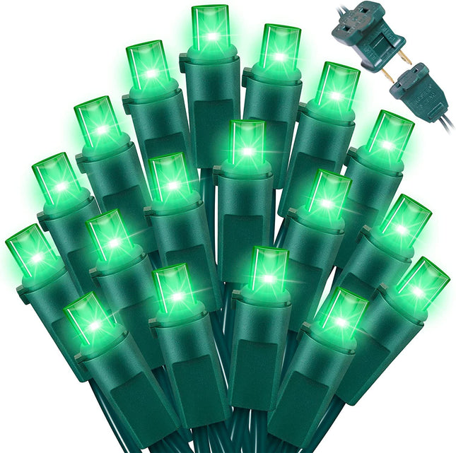 Green Wide Angle LED Christmas Lights, 64.8 Ft 300 Count, Pack of 3 Strands 21.9 Ft 100 Lights UL Commercial Grade Green Wire 5mm Holiday String Light