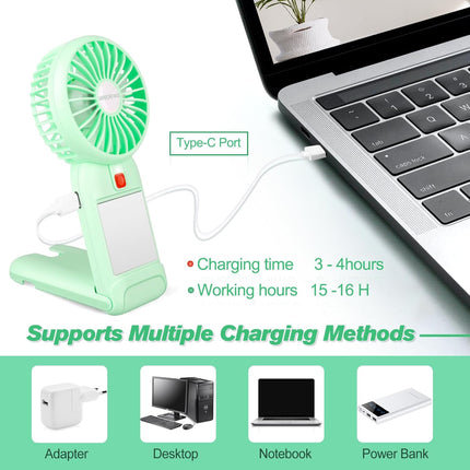Mini Handheld Mirror Fan, Portable Fan Small Personal Fan Usb Charger, 4 Speed Adjustable Hand Fan With Mirror, Makeup Eyelash