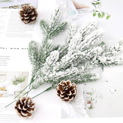 30 Pcs Snow Frosted Pine Branches 11.3 Inch Artificial Flocked Pine Picks for Christmas Tree Filler Branches Snowy Pine Stems Winter Pine Spray Tree Sprigs for DIY Crafts Garland Wreath Holiday Decor
