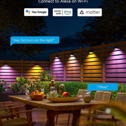 Govee Outdoor Deck Lights, RGBIC Outdoor Lights with 4000K White Light, IP65 Smart Fence Lights with App Control, Voice Control, LED Patio Lights for Christmas Decoration, Wired 6 Packs (32.8ft)