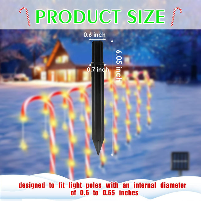 12PCS Replacement Stakes for Christmas Candy Cane Lights – Plastic Pathway Marker Spikes, 0.7 x 6.05 Inches, Suit for Securing Outdoor Candy Cane Pathway Lights and Maintaining Your Holiday Displays
