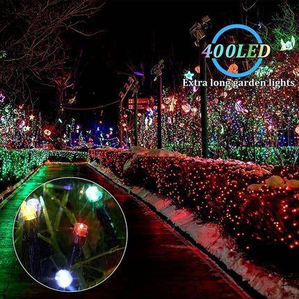 Solar Christmas Lights Outdoor Waterproof, 400LED 137FT Solar String Lights with Remote, Solar Fairy Lights, 19 Modes Solar Christmas Lights for Yard Tree Garden Outdoor Christmas Decoration