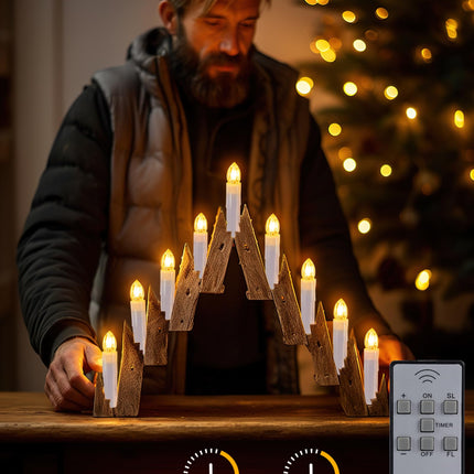 Homemory 20 PCS LED Window Candles with Remote Timer, Battery Operated Flameless Taper Christmas Candles Light with Clips/Suction Cups, Flickering Warm White Light, Dia 0.7''x 4''